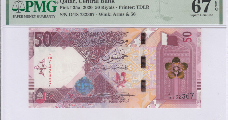 Qatar 50 Riyals P35a PMG67 EPQ Qatar 50 Riyals P35a PMG67 EPQ