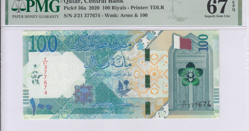Qatar 100 Riyals P36a PMG67 EPQ Qatar 100 Riyals P36a PMG67 EPQ