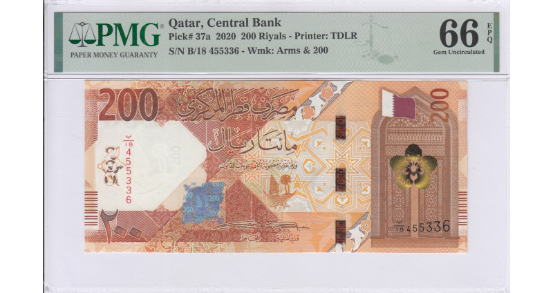 Qatar 200 Riyals P37a PMG66 EPQ Qatar 200 Riyals P37a PMG66 EPQ
