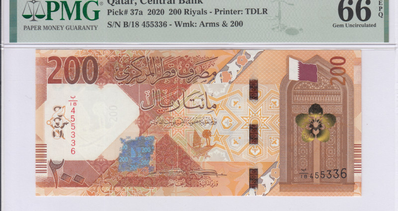 Qatar 200 Riyals P37a PMG66 EPQ Qatar 200 Riyals P37a PMG66 EPQ