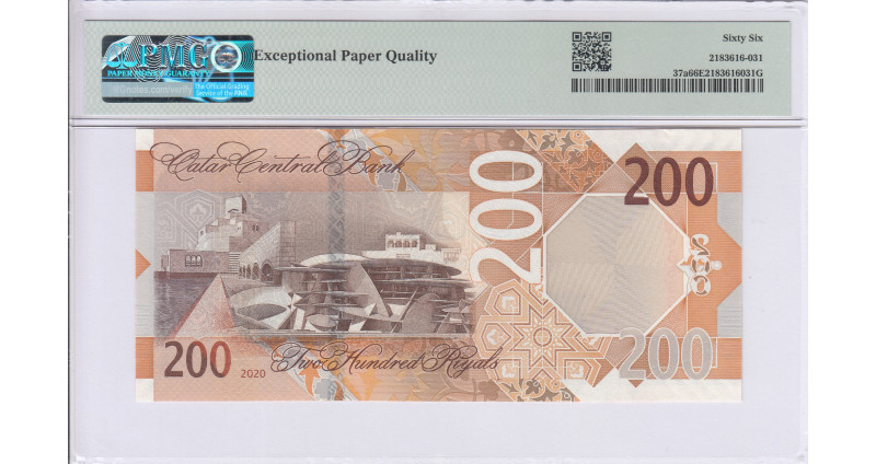 Qatar 200 Riyals P37a PMG66 EPQ Qatar 200 Riyals P37a PMG66 EPQ