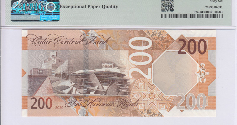 Qatar 200 Riyals P37a PMG66 EPQ Qatar 200 Riyals P37a PMG66 EPQ