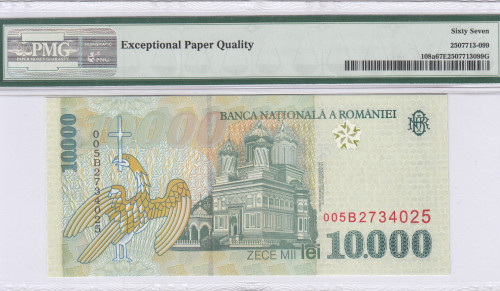 Romania 10000 Lei 1999 P108a PMG67 EPQ