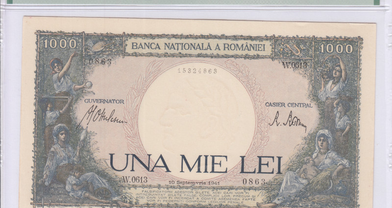 Romania 1000 Lei 10.9.1941 P52a PMG55 Romania 1000 Lei 10.9.1941 P52a PMG55