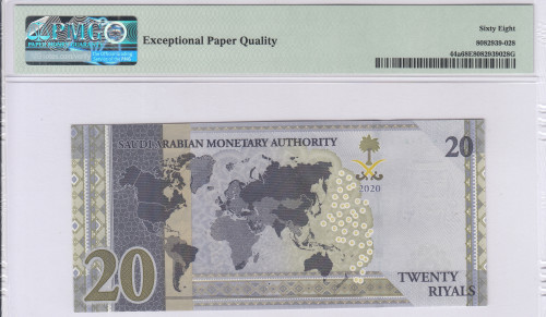 Saudi Arabia 20 Riyals 2020/AH1442 P44a PMG68 EPQ Saudi Arabia 20 Riyals 2020/AH1442 P44a PMG68 EPQ