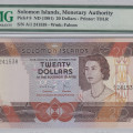 Solomon Islands 20 Dollars 1981 P-8 PMG66 EPQ (First Prefix) Solomon Islands 20 Dollars 1981 P-8 PMG66 EPQ (First Prefix)