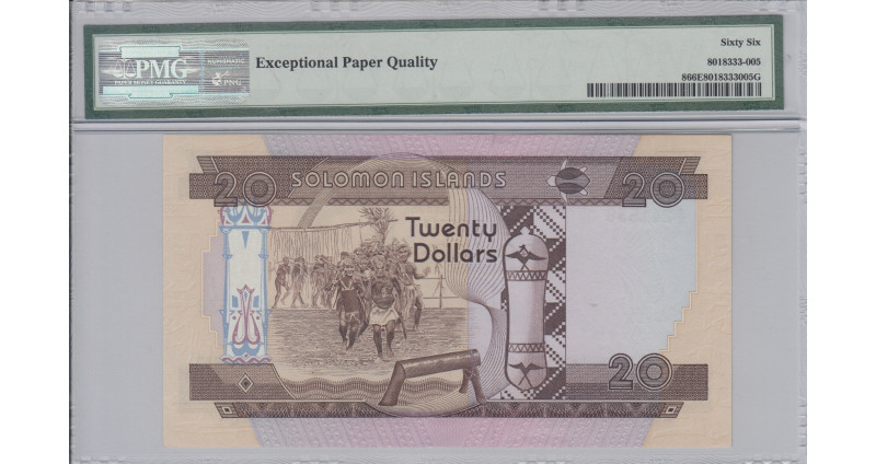Solomon Islands 20 Dollars 1981 P-8 PMG66 EPQ (First Prefix) Solomon Islands 20 Dollars 1981 P-8 PMG66 EPQ (First Prefix)