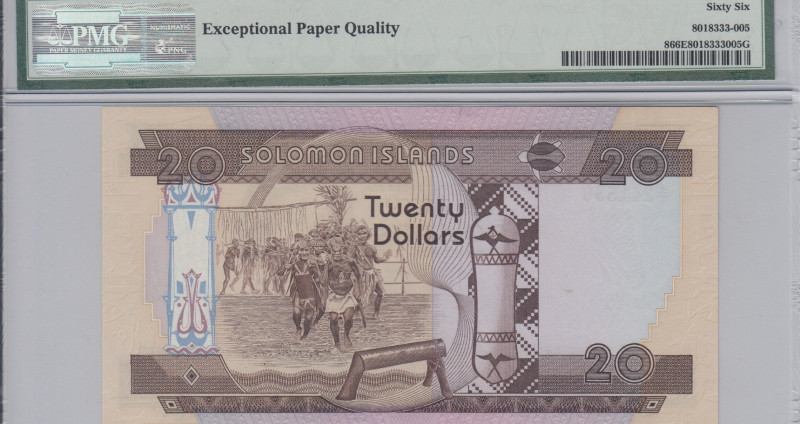 Solomon Islands 20 Dollars 1981 P-8 PMG66 EPQ (First Prefix) Solomon Islands 20 Dollars 1981 P-8 PMG66 EPQ (First Prefix)