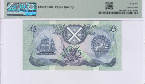Scotland, Bank of Scotland 5 Pounds 1991-94 P116b PMG66 EPQ