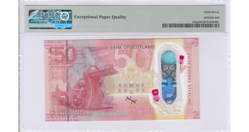 Scotland, Bank of Scotland 50 Pounds 1.6.2020 P134a PMG67 EPQ Scotland, Bank of Scotland 50 Pounds 1.6.2020 P134a PMG67 EPQ