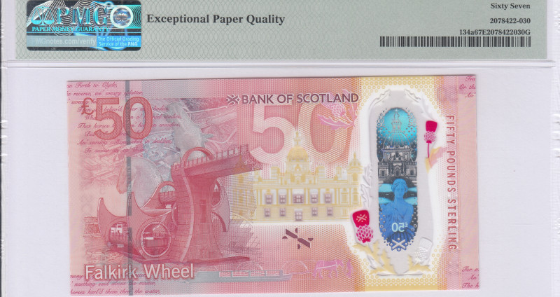 Scotland, Bank of Scotland 50 Pounds 1.6.2020 P134a PMG67 EPQ Scotland, Bank of Scotland 50 Pounds 1.6.2020 P134a PMG67 EPQ