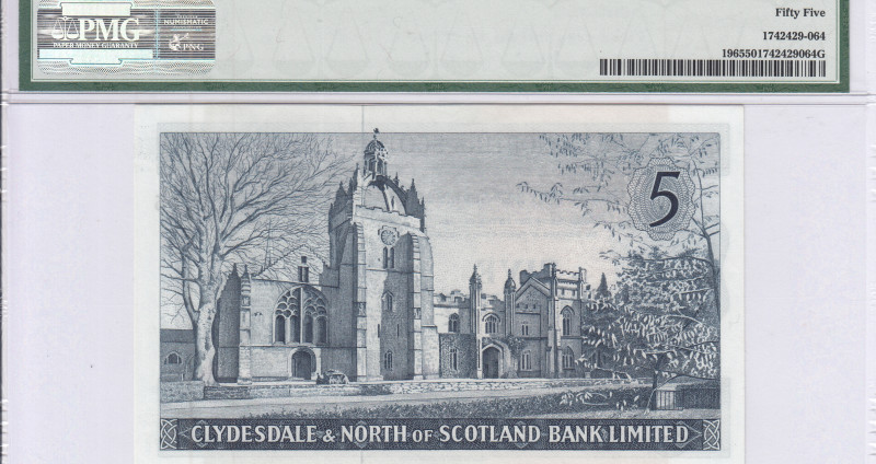 Scotland, Clydesdale & N. of Scotland Bank Ltd. 5 Pounds 20.9.1961 P196 PMG55 Scotland, Clydesdale & N. of Scotland Bank Ltd. 5 Pounds 20.9.1961 P196 PMG55