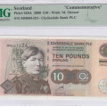 Scotland, Clydesdale Bank 10 Pounds 2000 P229A PMG67 EPQ Scotland, Clydesdale Bank 10 Pounds 2000 P229A PMG67 EPQ
