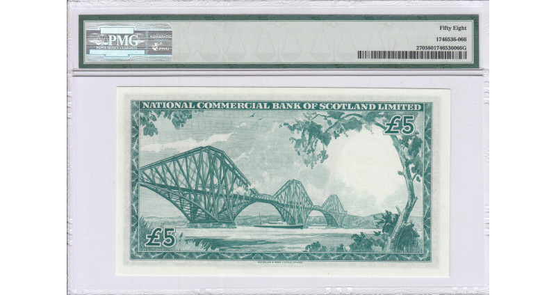 Scotland, Natl Comm. Bank of Scotland Ltd. 5 Pounds 3.1.1961 P270 PMG58 Scotland, Natl Comm. Bank of Scotland Ltd. 5 Pounds 3.1.1961 P270 PMG58