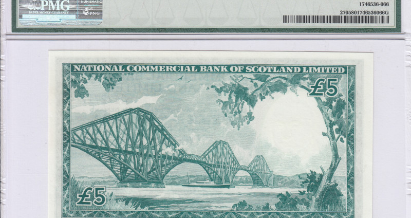 Scotland, Nat'l Comm. Bank of Scotland Ltd. 5 Pounds 3.1.1961 P270 PMG58 Scotland, Nat'l Comm. Bank of Scotland Ltd. 5 Pounds 3.1.1961 P270 PMG58