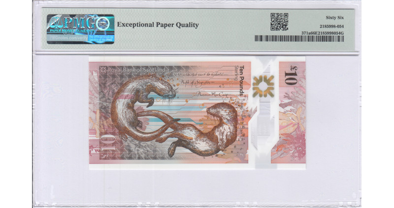 Scotland, Royal Bank of Scotland 10 Pounds 2016 (ND2017) P371a PMG66 EPQ Scotland, Royal Bank of Scotland 10 Pounds 2016 (ND2017) P371a PMG66 EPQ