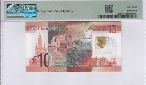 Scotland, Clydesdale Bank 10 Pounds 2017 P229Q PMG67 EPQ