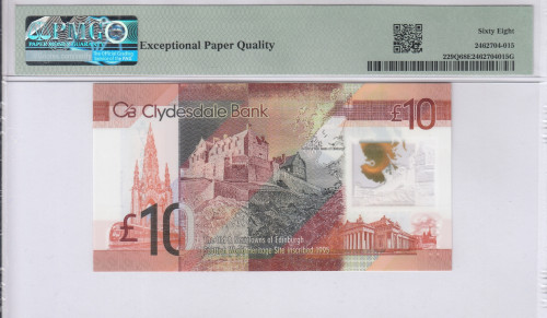 Scotland, Clydesdale Bank 10 Pounds 2017 P229Q PMG68 EPQ