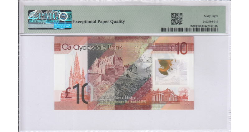 Scotland, Clydesdale Bank 10 Pounds 2017 P229Q PMG68 EPQ Scotland, Clydesdale Bank 10 Pounds 2017 P229Q PMG68 EPQ