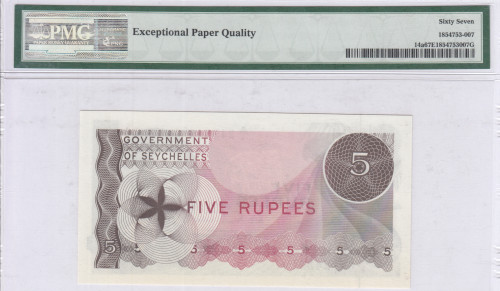 Seycelles 5 Rupees 1.1.1968  P14a PMG67 EPQ
