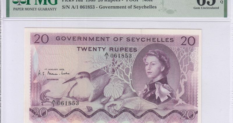 Seycelles 20 Rupees 1.1.1968 P16a PMG65 EPQ Seycelles 20 Rupees 1.1.1968 P16a PMG65 EPQ