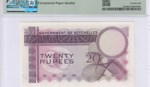 Seycelles 20 Rupees 1.1.1968  P16a PMG65 EPQ