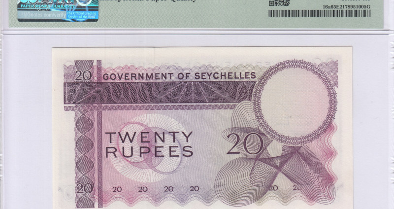 Seycelles 20 Rupees 1.1.1968 P16a PMG65 EPQ Seycelles 20 Rupees 1.1.1968 P16a PMG65 EPQ