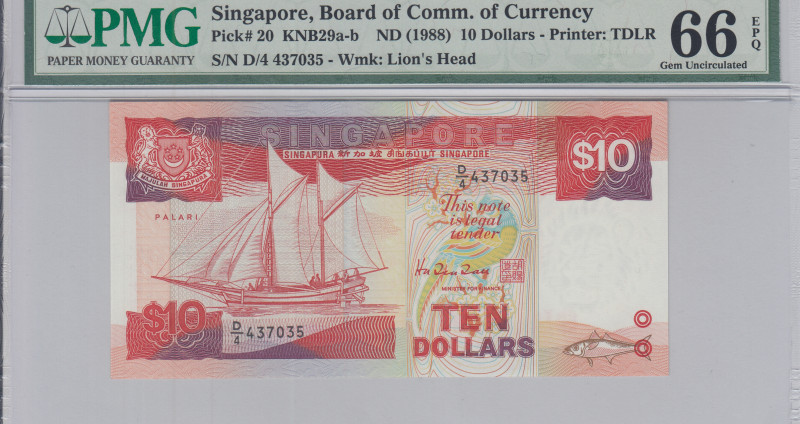 Singapore 10 Dollars 1988 P20 PMG66 EPQ Singapore 10 Dollars 1988 P20 PMG66 EPQ