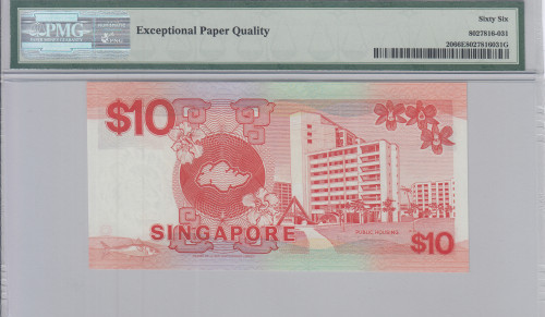 Singapore  10 Dollars 1988 P20 PMG66 EPQ