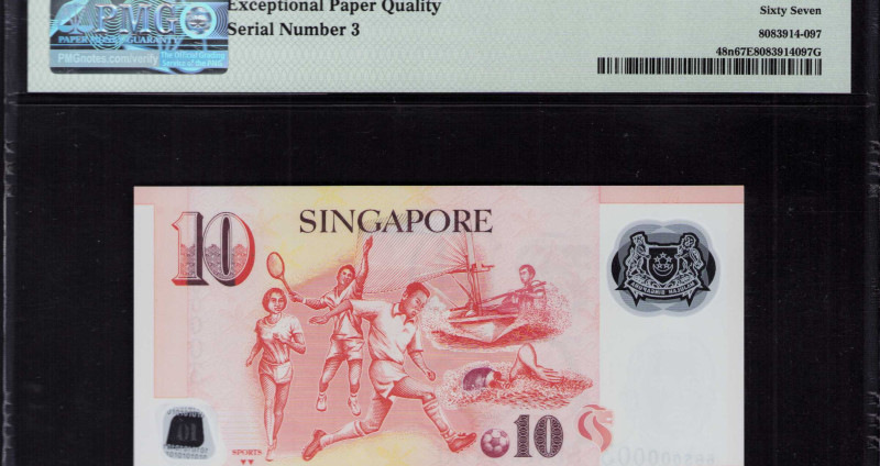 Singapore 10 Dollars 2020 P48n PMG67 EPQ 10 Dollars (Low S/N 3) Singapore 10 Dollars 2020 P48n PMG67 EPQ 10 Dollars (Low S/N 3)