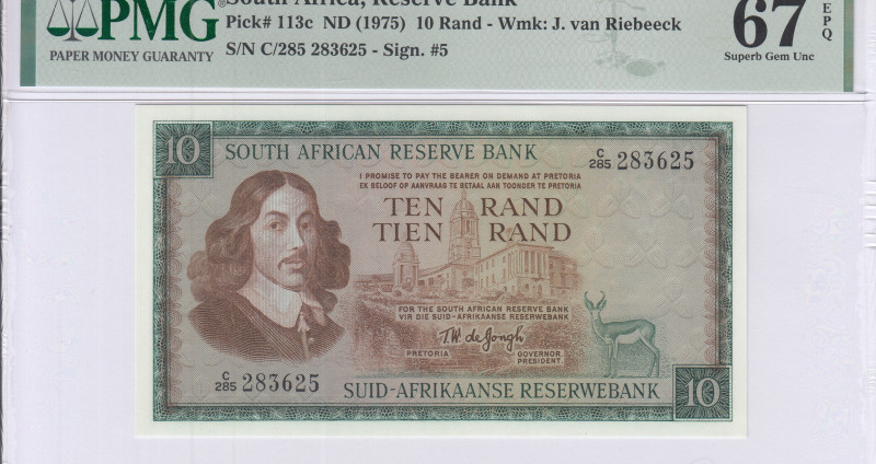 South Africa10 Rand 1975 P113c PMG67 EPQ South Africa10 Rand 1975 P113c PMG67 EPQ