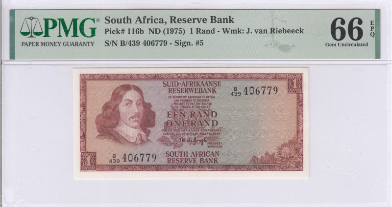 South Africa 1 Rand 1975 P116b PMG66 EPQ