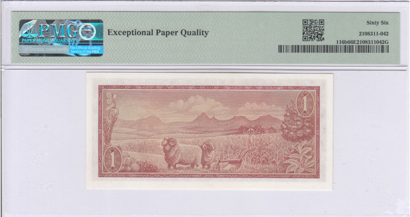South Africa 1 Rand 1975 P116b PMG66 EPQ South Africa 1 Rand 1975 P116b PMG66 EPQ