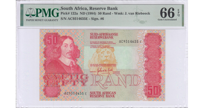 South Africa 50 Rand 1984 P122a PMG66 EPQ