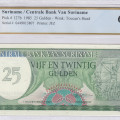 Suriname 25 Gulden 1.11.1985 P127b PCGS67 PPQ Suriname 25 Gulden 1.11.1985 P127b PCGS67 PPQ