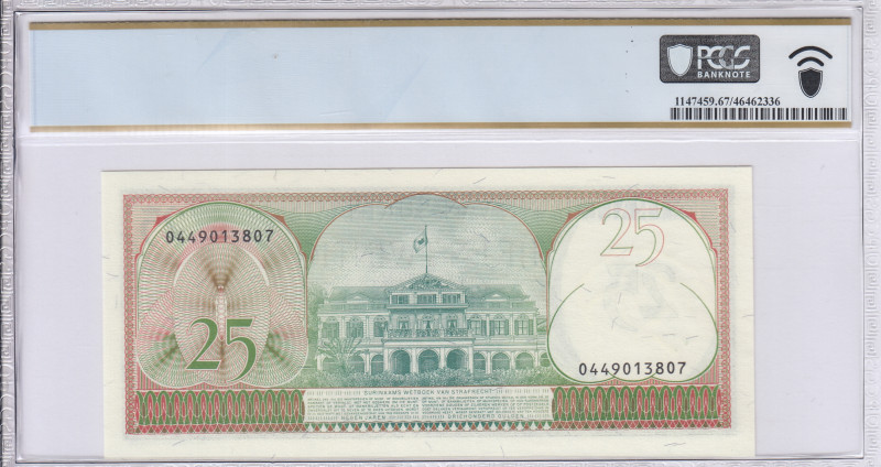 Suriname 25 Gulden 1.11.1985 P127b PCGS67 PPQ Suriname 25 Gulden 1.11.1985 P127b PCGS67 PPQ