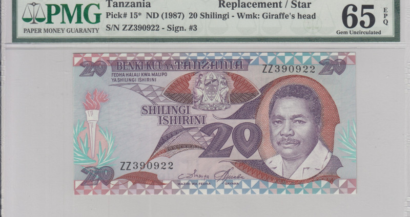 Tanzania 20 Shilingi 2011 P15* PMG65 EPQ "Replacement" Tanzania 20 Shilingi 2011 P15* PMG65 EPQ "Replacement"