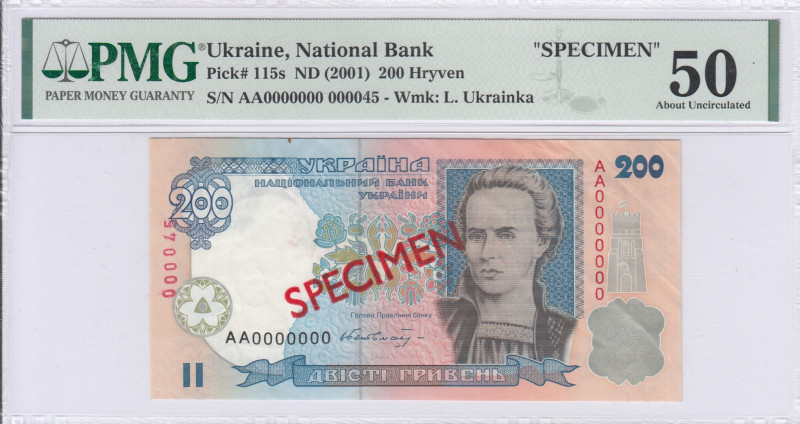 Ukraine 200 Hryven 2001 P115s PMG50 Ukraine 200 Hryven 2001 P115s PMG50