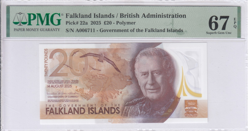 Falkland Island 20 Pounds 14.08.2025 P22a PMG67 EPQ Falkland Island 20 Pounds 14.08.2025 P22a PMG67 EPQ