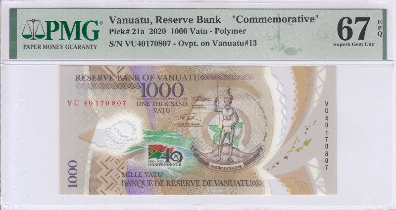 Vanuatu 1000 Vatu 2020 P21a PMG67 EPQ "Commemorative" Vanuatu 1000 Vatu 2020 P21a PMG67 EPQ "Commemorative"