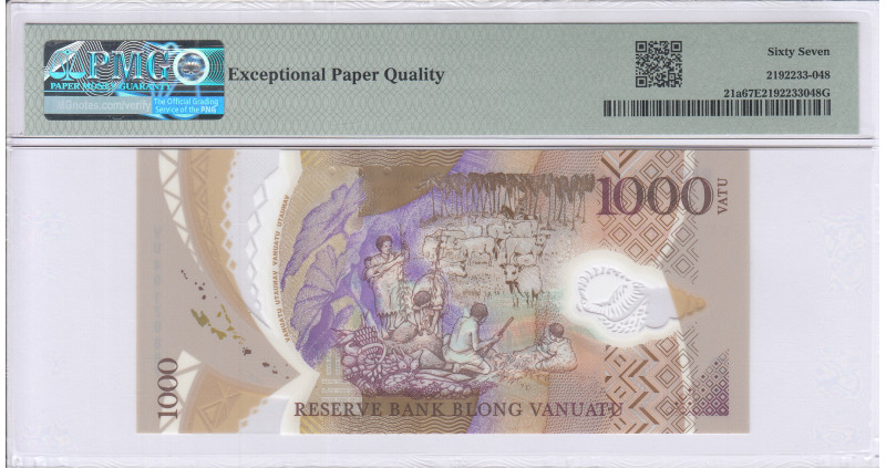 Vanuatu 1000 Vatu 2020 P21a PMG67 EPQ Commemorative Vanuatu 1000 Vatu 2020 P21a PMG67 EPQ Commemorative