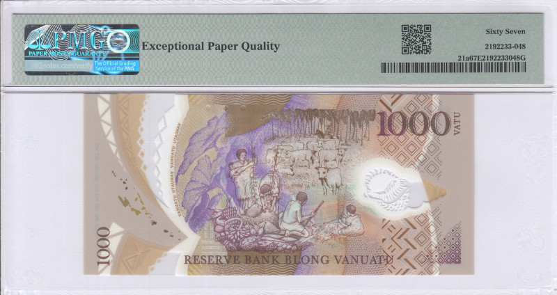 Vanuatu 1000 Vatu 2020 P21a PMG67 EPQ "Commemorative" Vanuatu 1000 Vatu 2020 P21a PMG67 EPQ "Commemorative"