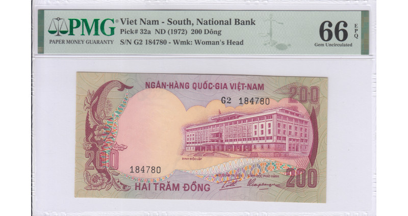Vietnam, South 200 Dong 1972 P32a PMG66 EPQ Vietnam, South 200 Dong 1972 P32a PMG66 EPQ