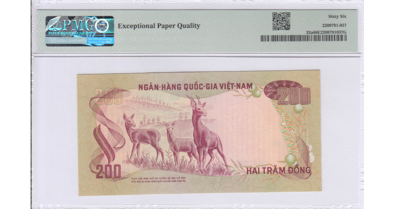 Vietnam, South 200 Dong 1972 P32a PMG66 EPQ Vietnam, South 200 Dong 1972 P32a PMG66 EPQ