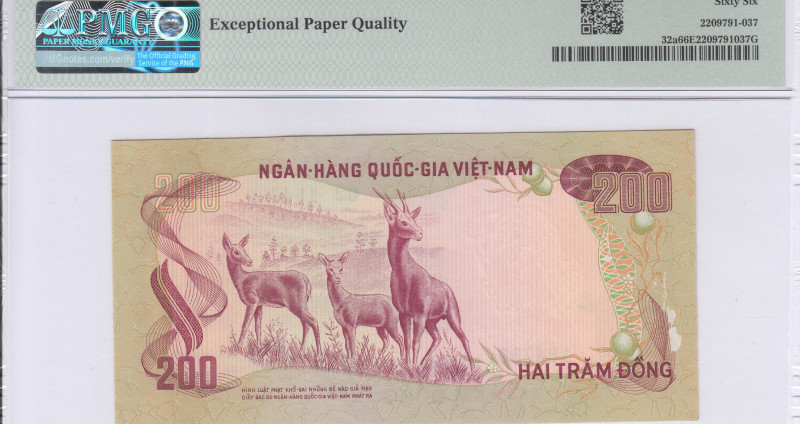 Vietnam, South 200 Dong 1972 P32a PMG66 EPQ Vietnam, South 200 Dong 1972 P32a PMG66 EPQ
