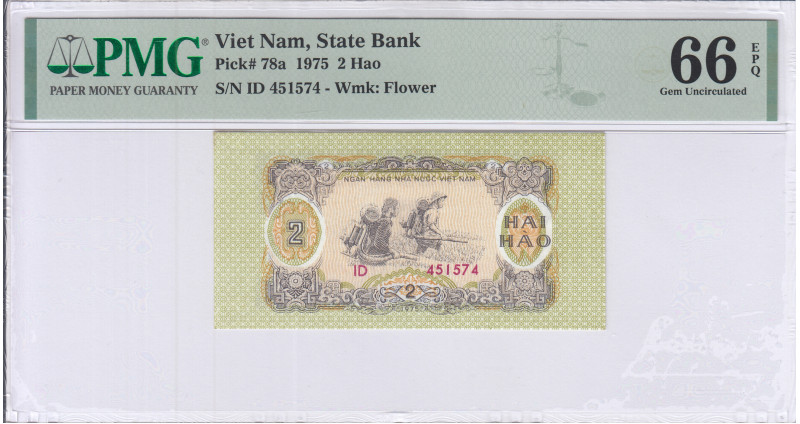 Vietnam 2 Hao 1975 P78a PMG66 EPQ Vietnam 2 Hao 1975 P78a PMG66 EPQ