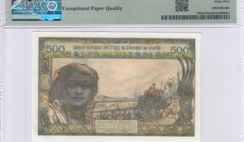 West African States, (K) Senegal 500 Francs ND (1959-65) P702Kl PMG65 EPQ West African States, (K) Senegal 500 Francs ND (1959-65) P702Kl PMG65 EPQ