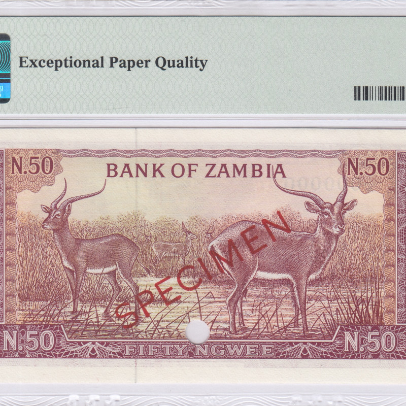 Zambia 50 Ngwee 1968 P4s PMG66 EPQ Zambia 50 Ngwee 1968 P4s PMG66 EPQ