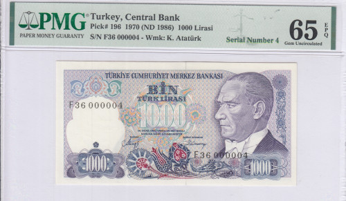 1.000 Lira F36 000004 P196 PMG65 EPQ
