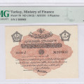 Ministry of Finance "Ottoman Emp." 5 Piastres AH1331 (ND1912) P79 PMG55 Ministry of Finance "Ottoman Emp." 5 Piastres AH1331 (ND1912) P79 PMG55